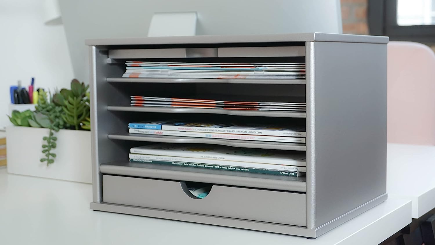 Victor Wood Midnight Black Collection, 4-Shelf Desktop Organizer, Black, (4720-5) - Image 7